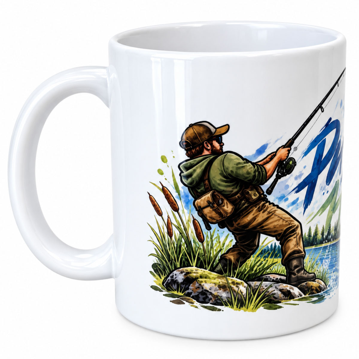 Mug passion p�che poisson et lac 300 ml en c�ramique