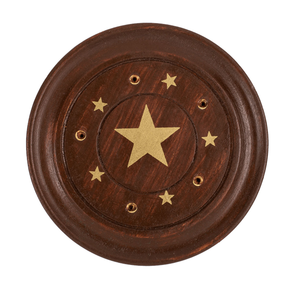 Porte bton d'encens rond en bois - toile