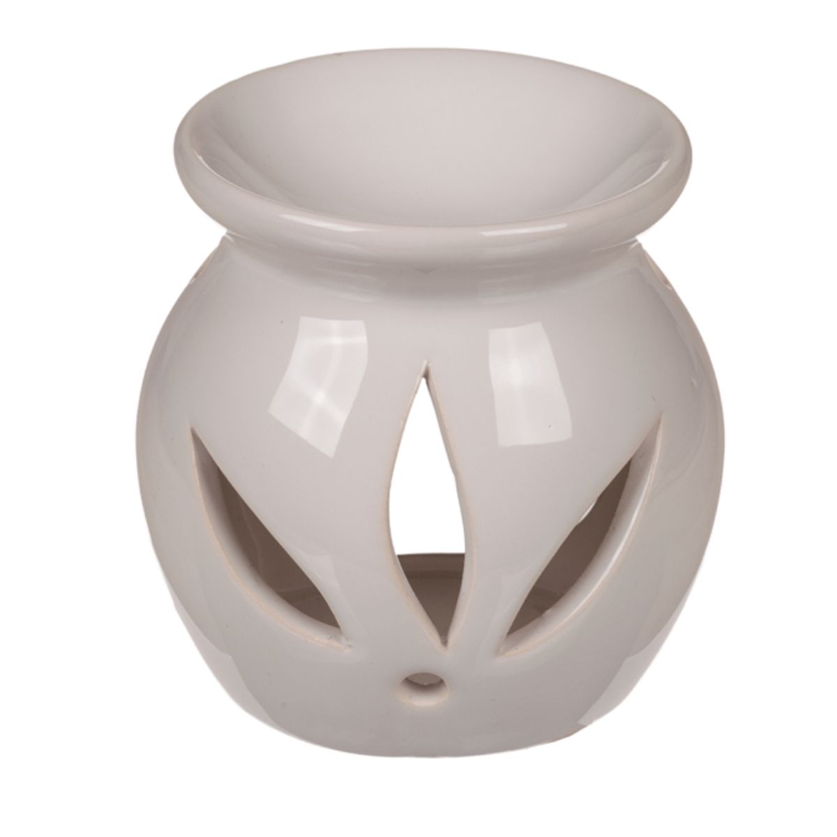 Petit Brleur Aromatique en Cramique Blanche + Galet de Cire