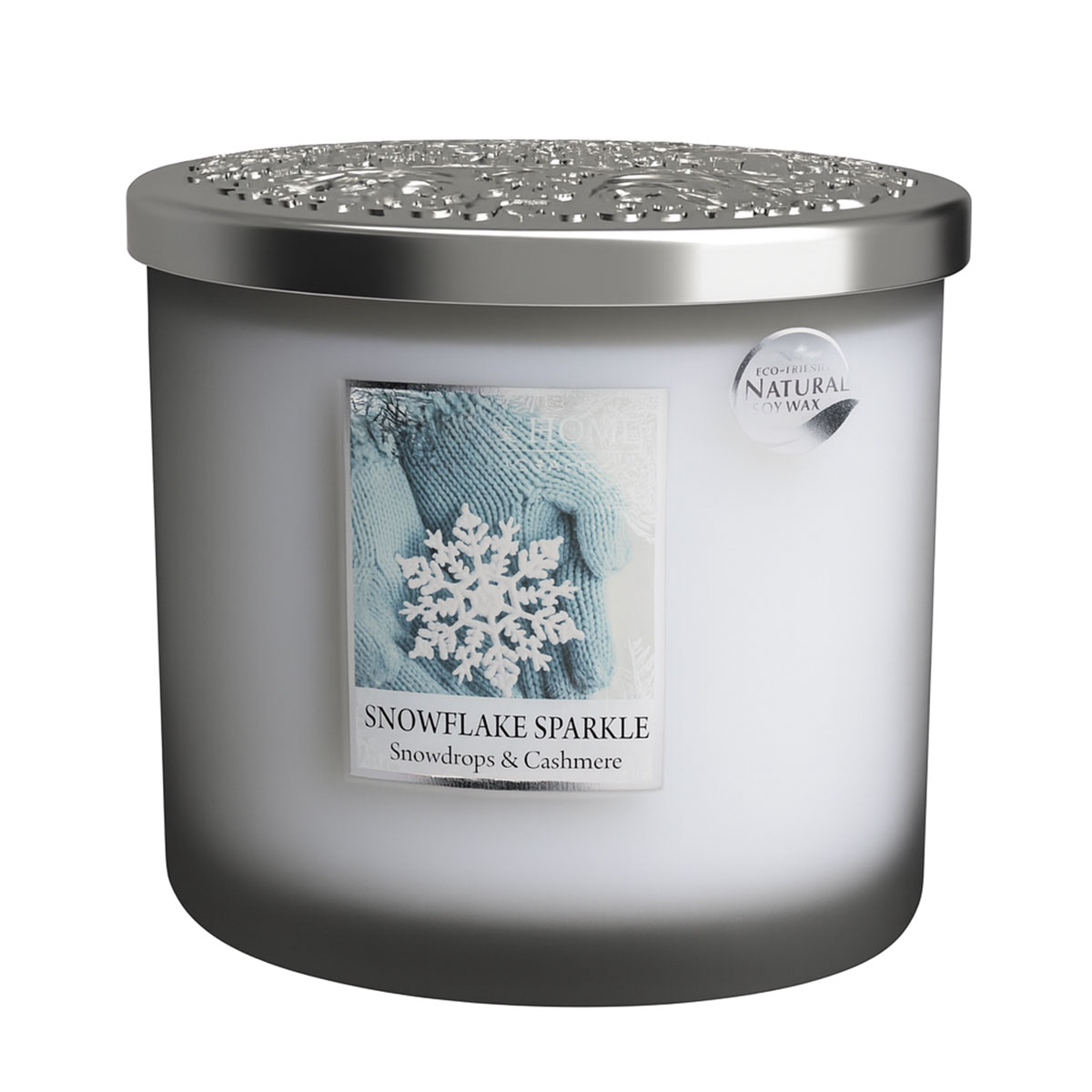 Bougie 2 mches Heart and Home  Flocons Givrs  40 heures
