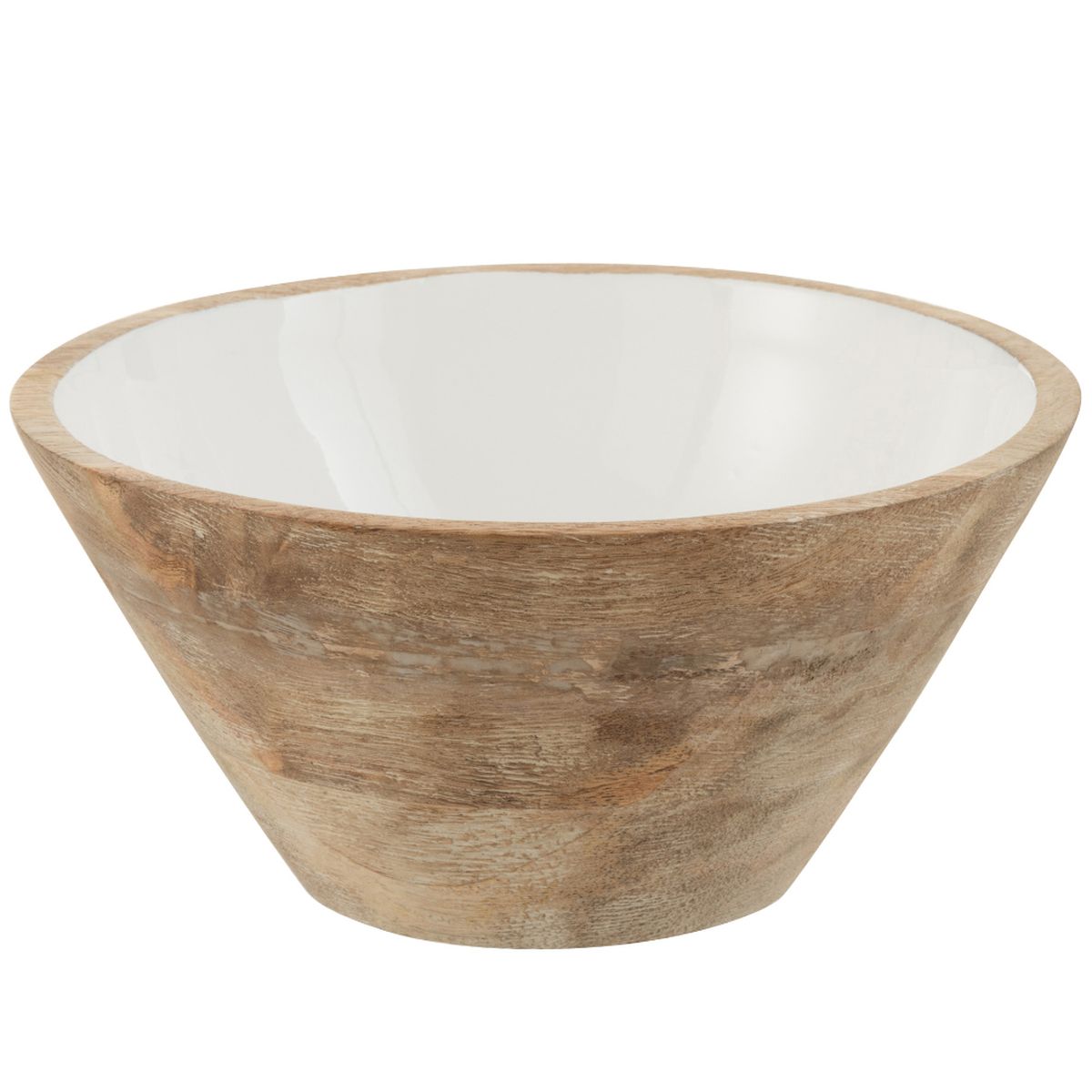 Saladier Beige et Blanc en Bois de Manguier - 24 cm