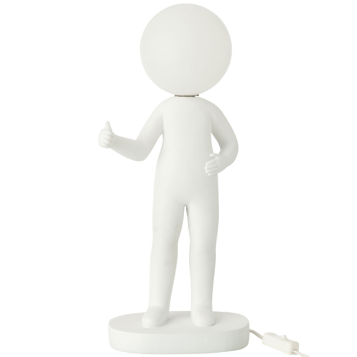 Lampe bonhomme levant le pouce en rsine blanche 44.5 cm