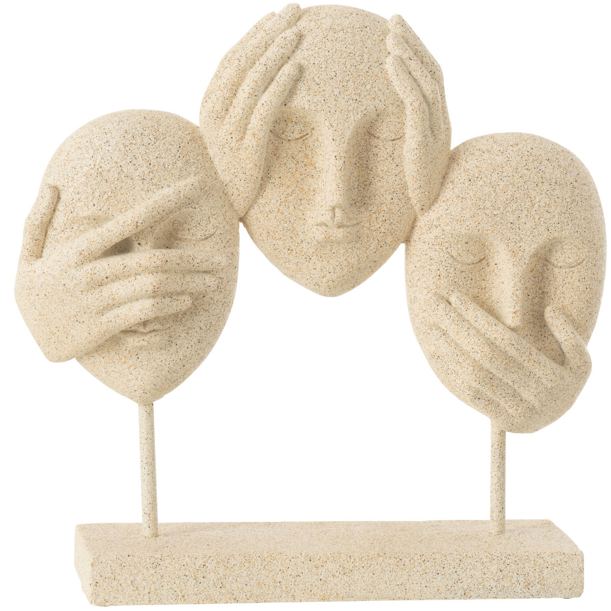 Figurines Visages en Rsine Beige  Ne Rien Voir, Entendre, Dire