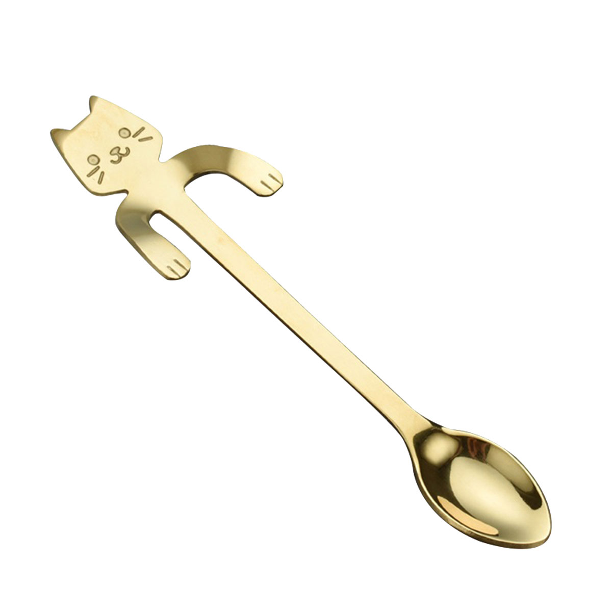 Cuillre en Inox Dor en Forme de Chaton