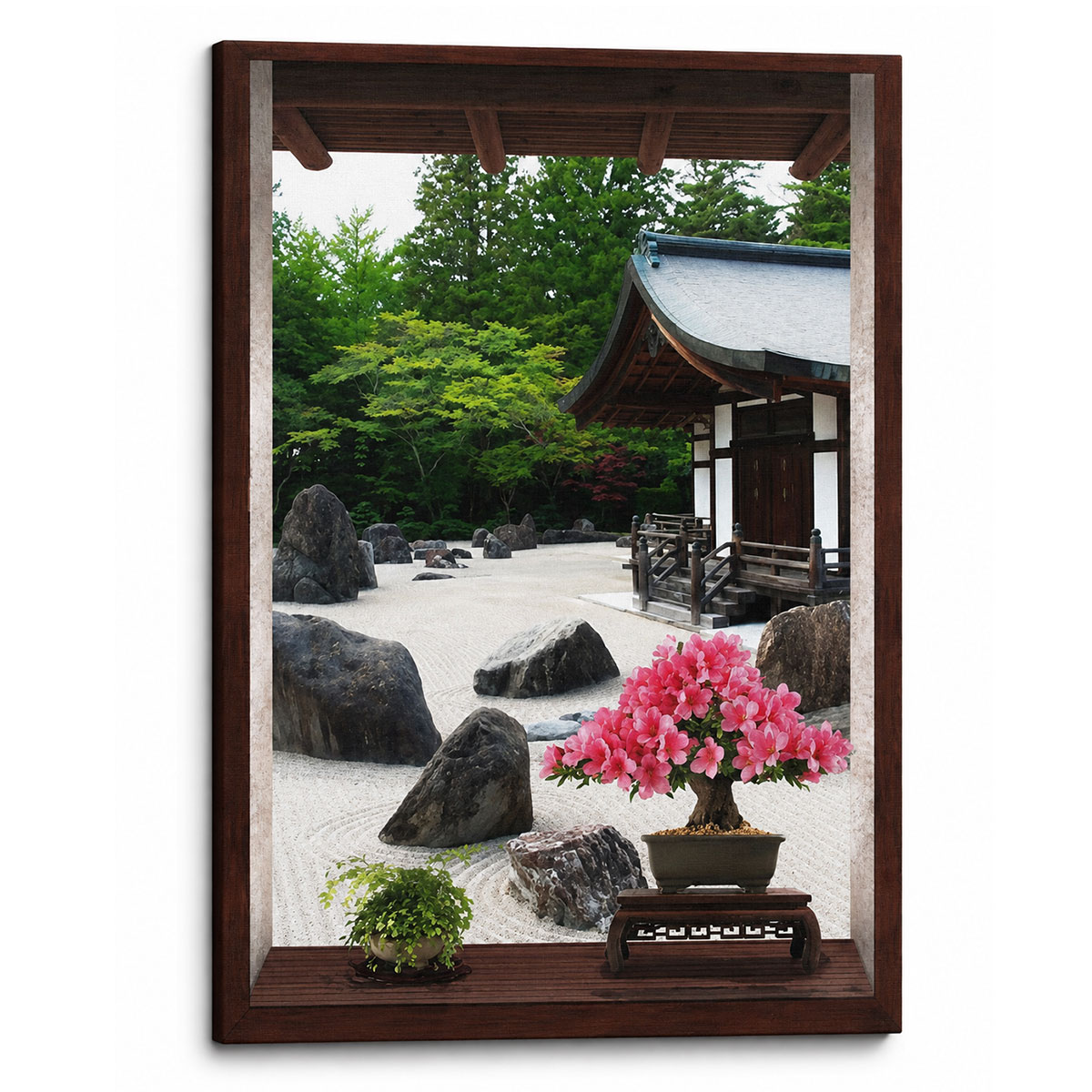 Cadre jardin zen japonais 60 x 40 cm en toile