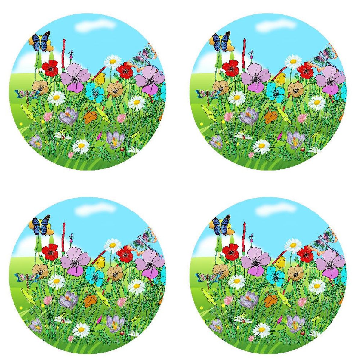 Set de 4 dessous de verres Jardin fleuri by Cbkreation