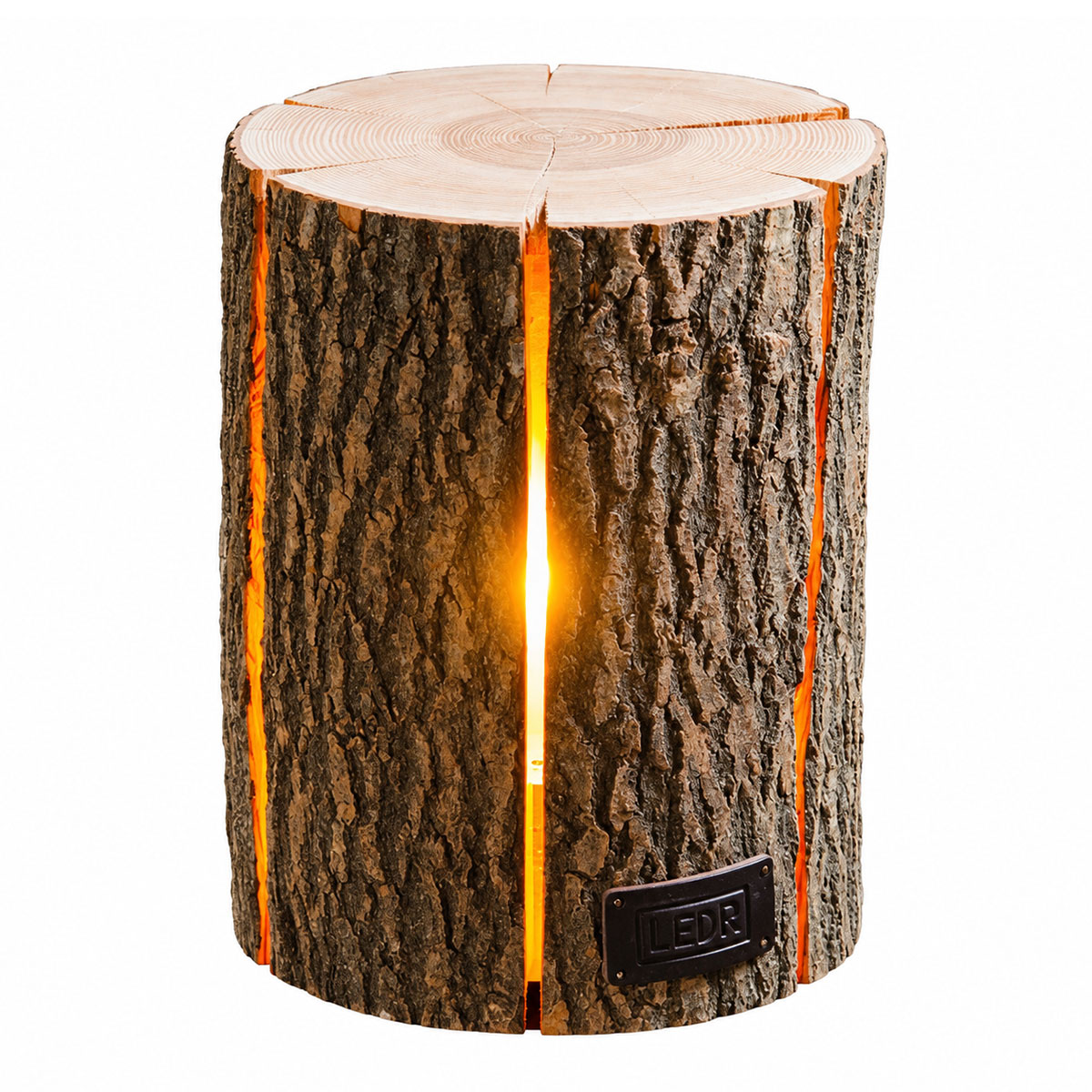 Lampe tronc de Fr�ne v�ritable fait � la main 30 cm