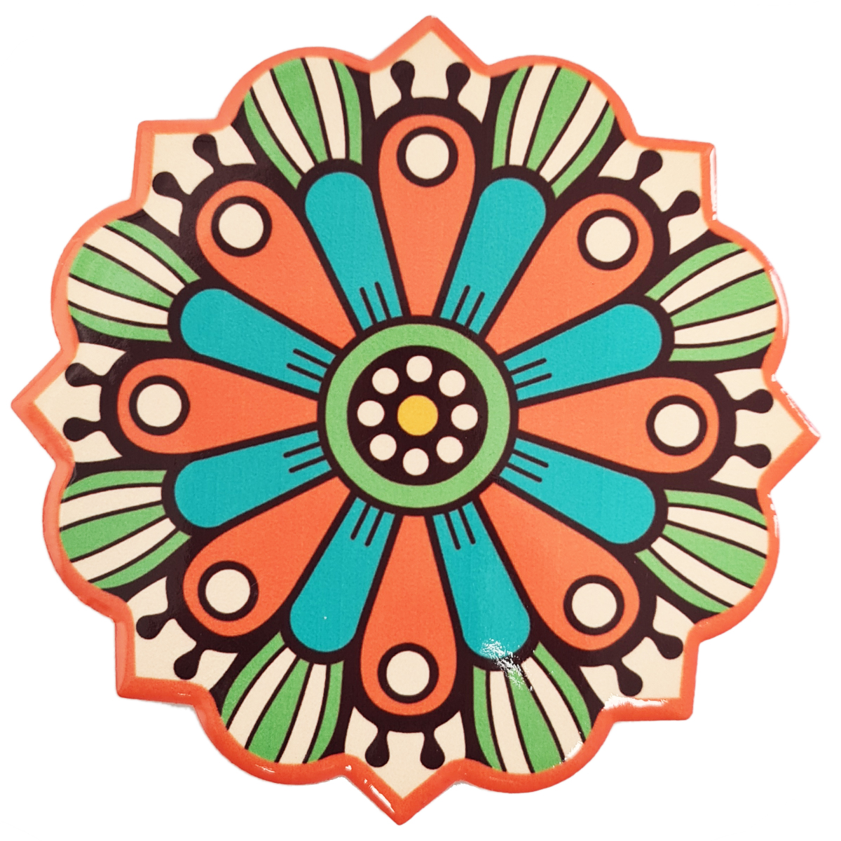 2 dessous de verres Mandala  - Cramique et Lige - Orange