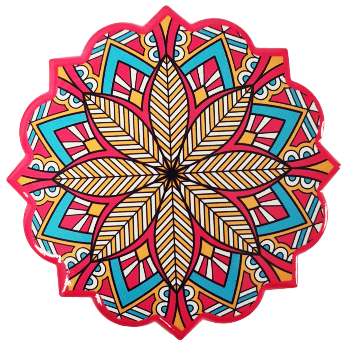2 dessous de verres Mandala  - Cramique et Lige - Rouge