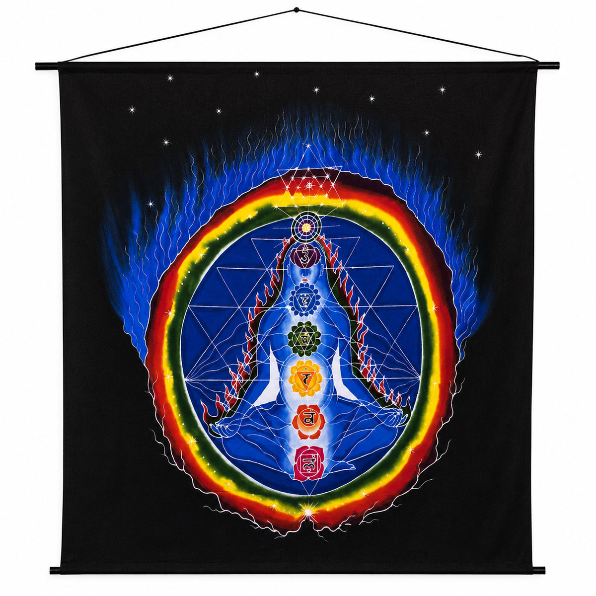 Tenture murale chakras artisanale 100 x 100 cm
