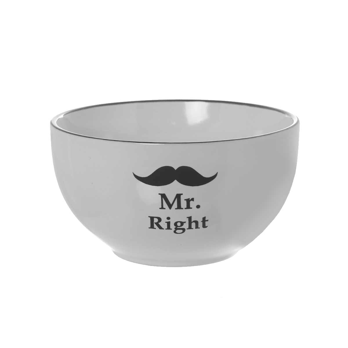 Lot de 2 Bols Blancs Mr Right en Cramique  500 ml
