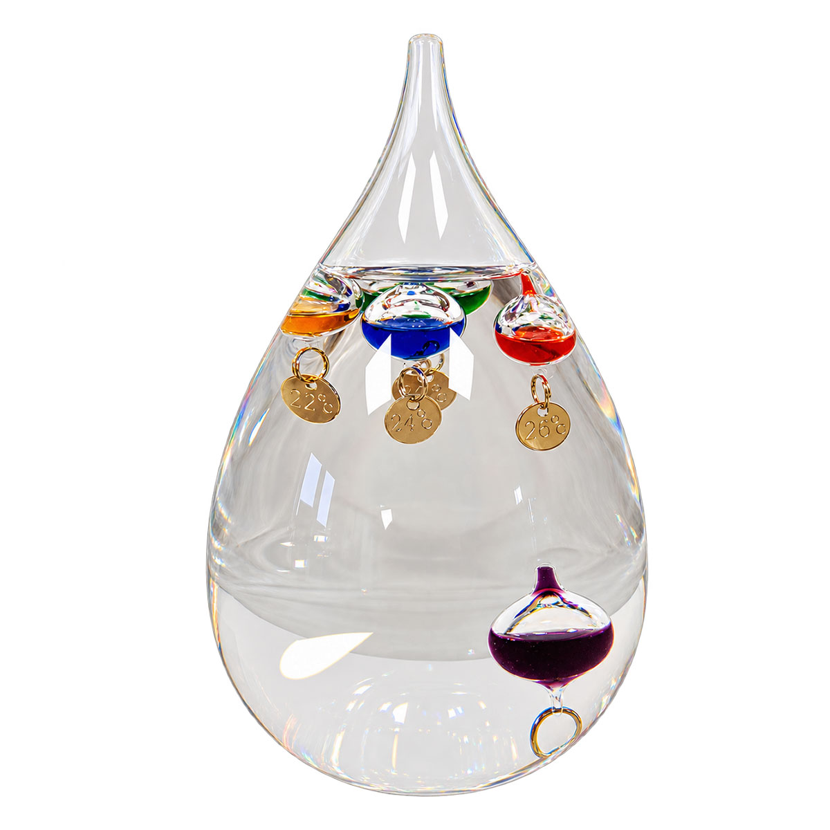 Thermom�tre de Galil�e en verre transparent � 16 cm