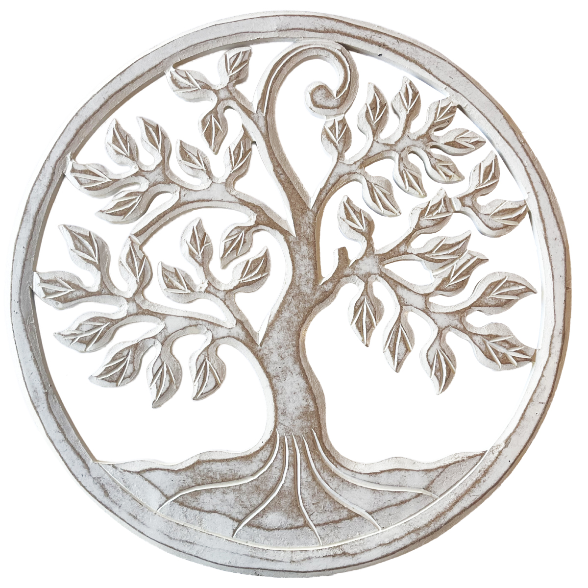 Dcoration murale Arbre de vie en bois blanc patin
