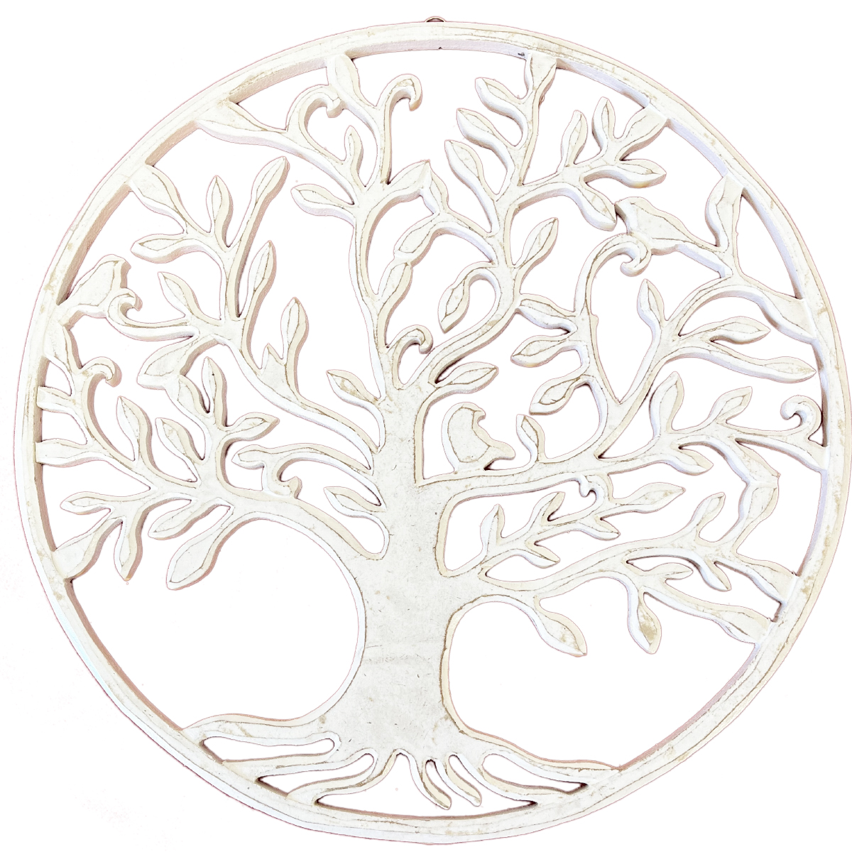 Dcoration Murale Arbre de Vie en Bois Blanc Patin  30 cm