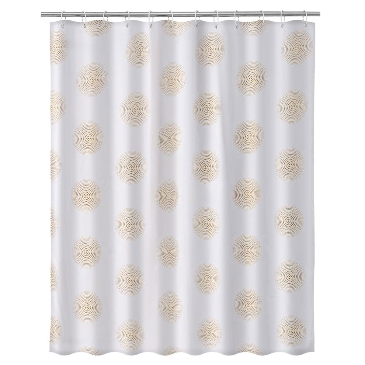 Rideau de douche blanc cercles or 180 x 200 cm