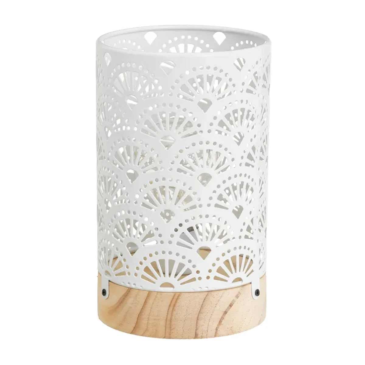 Lampe transportable LED en mtal et Bois 18 cm