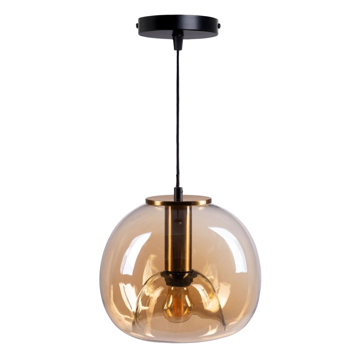 Lustre en verre beige dor 24 cm
