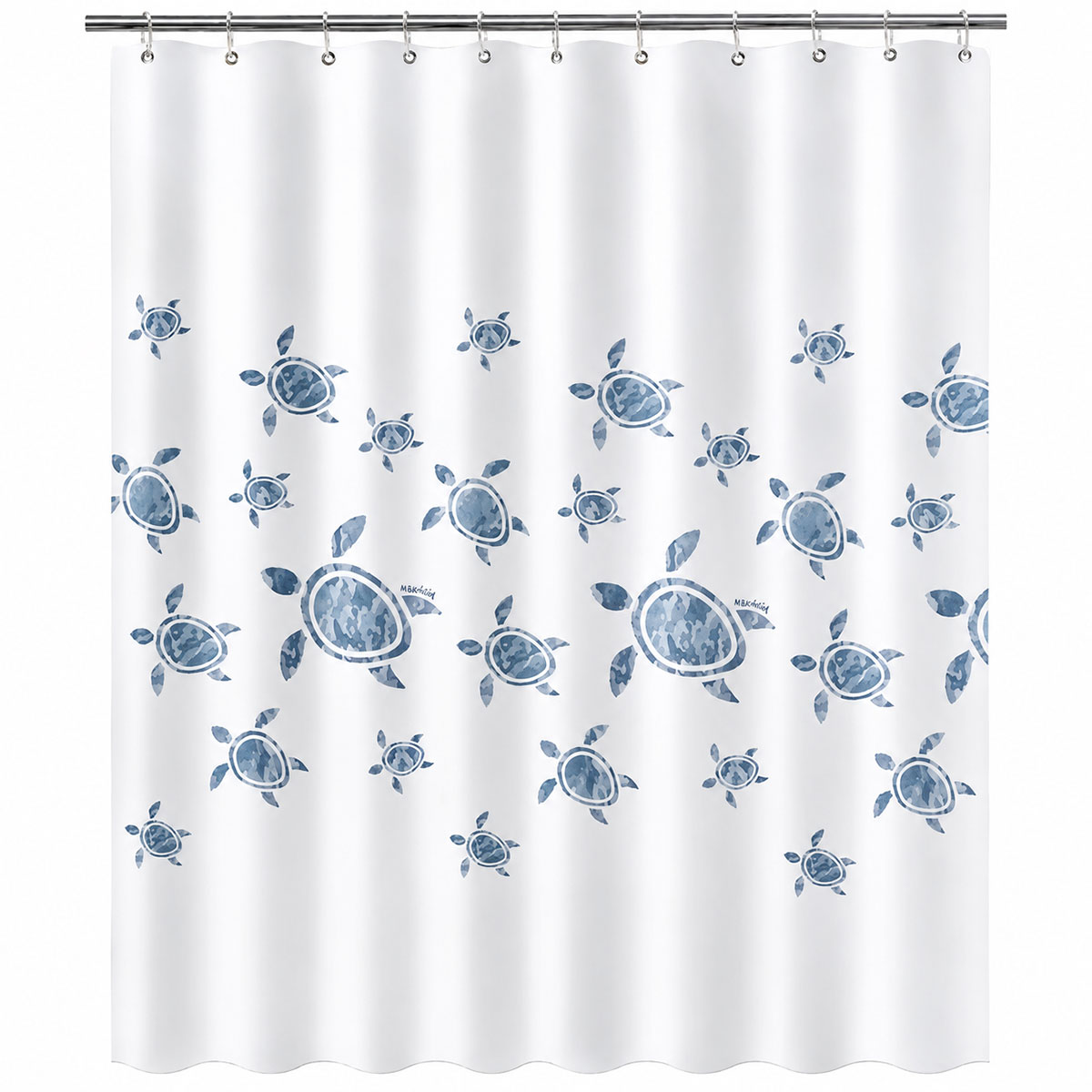 Rideau de douche tortues bleu 180 x 200 cm