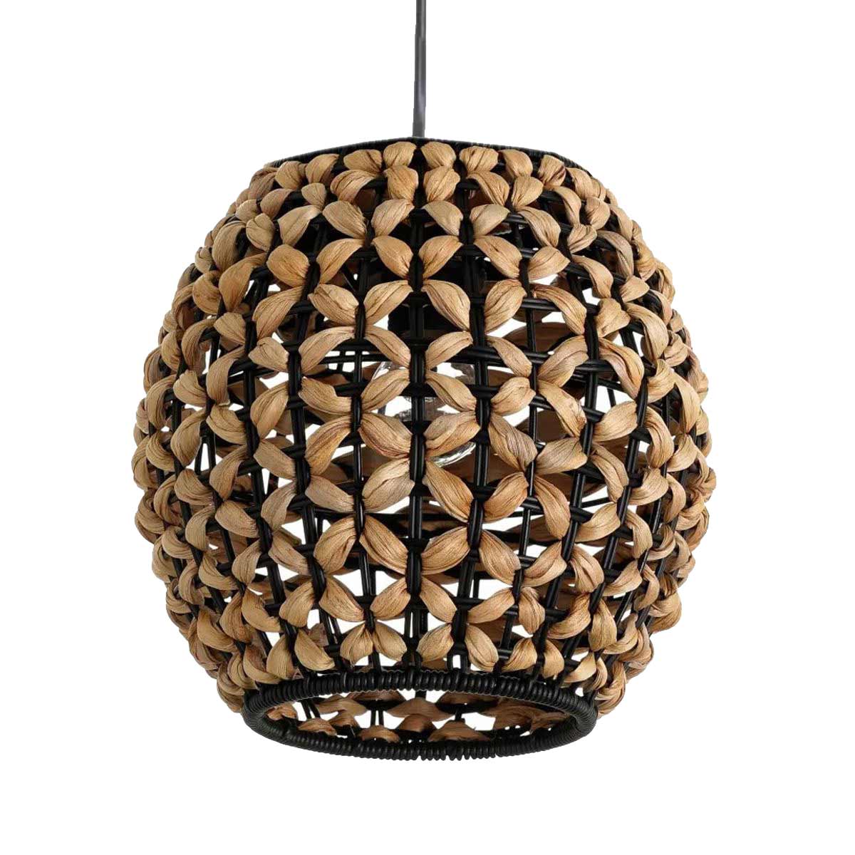 Petit lustre en jacinthe deau  Hauteur 20,5 cm