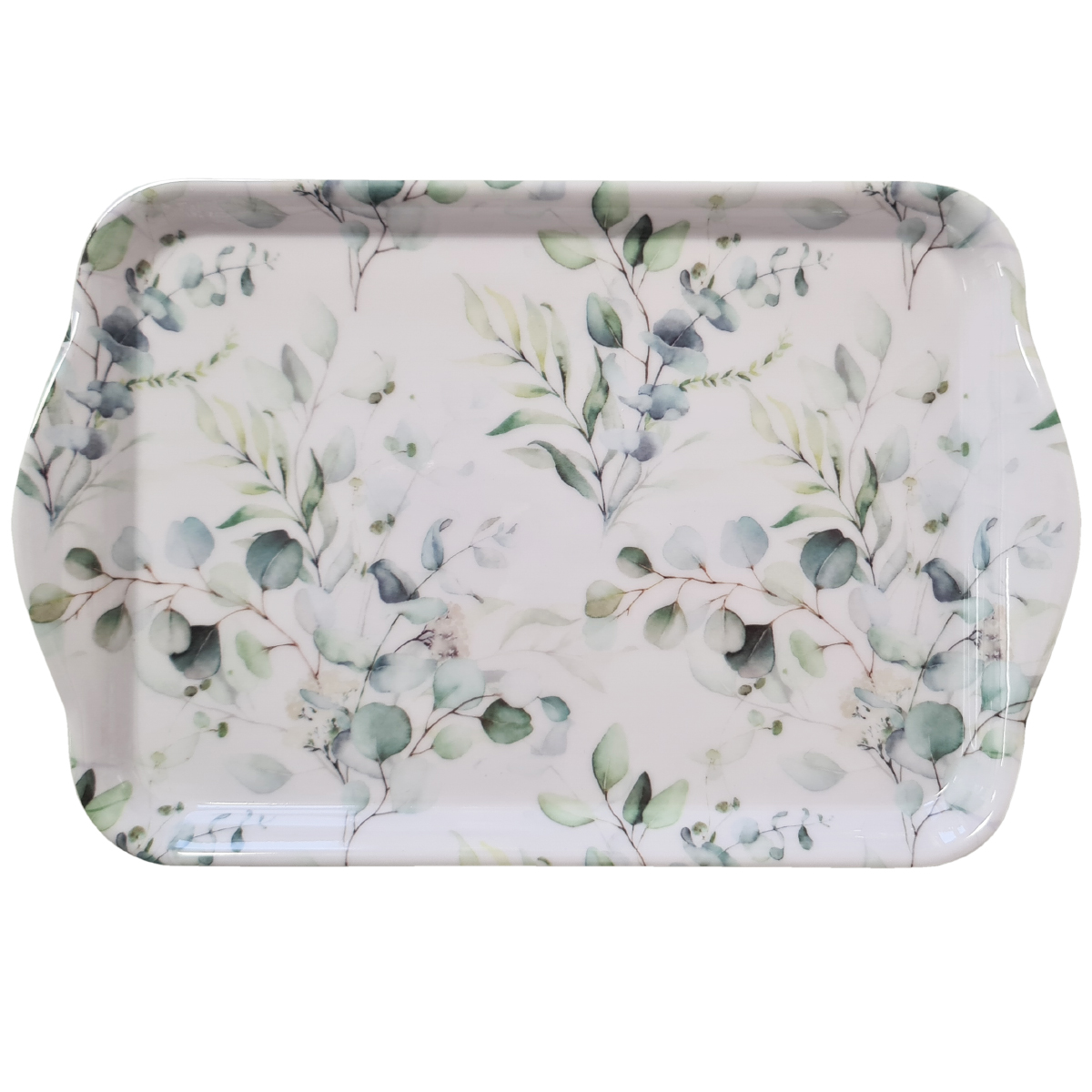 Mini plateau rectangulaire motif eucalyptus  20,5 x 13,5 cm