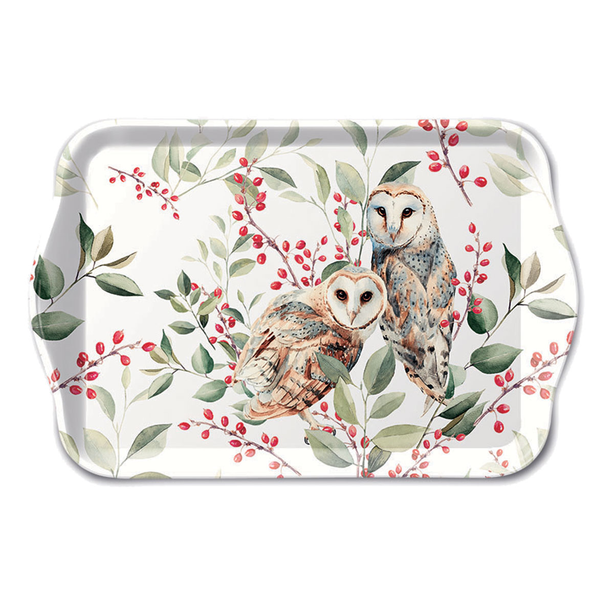 Petit plateau rectangulaire - Couple de Chouettes Effraies