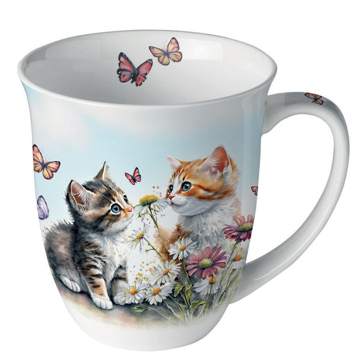 Mug chatons et papillons en porcelaine fine 400 ml