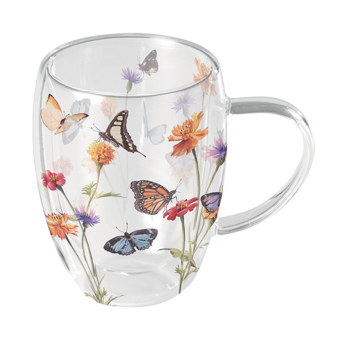 Tasse en verre double paroi  Jardin des Papillons