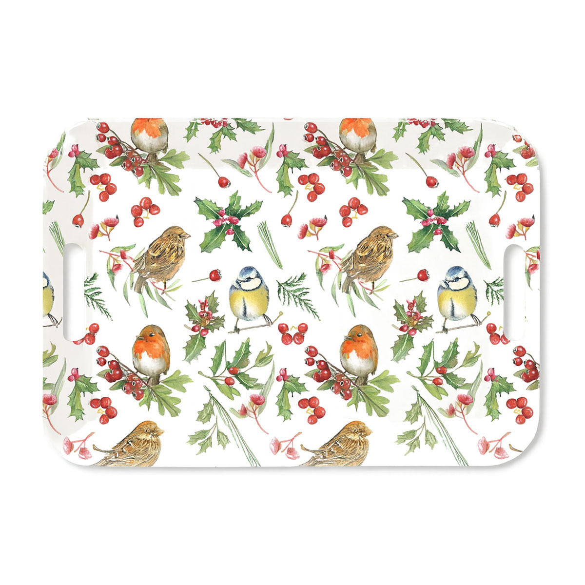 Plateau rectangulaire Oiseaux dHiver  46,5 x 32,5 cm