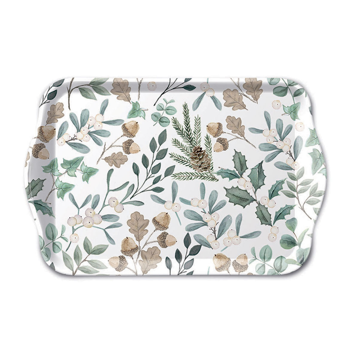 Plateau de No�l � Feuillages d�hiver 20,5 x 13,5 cm