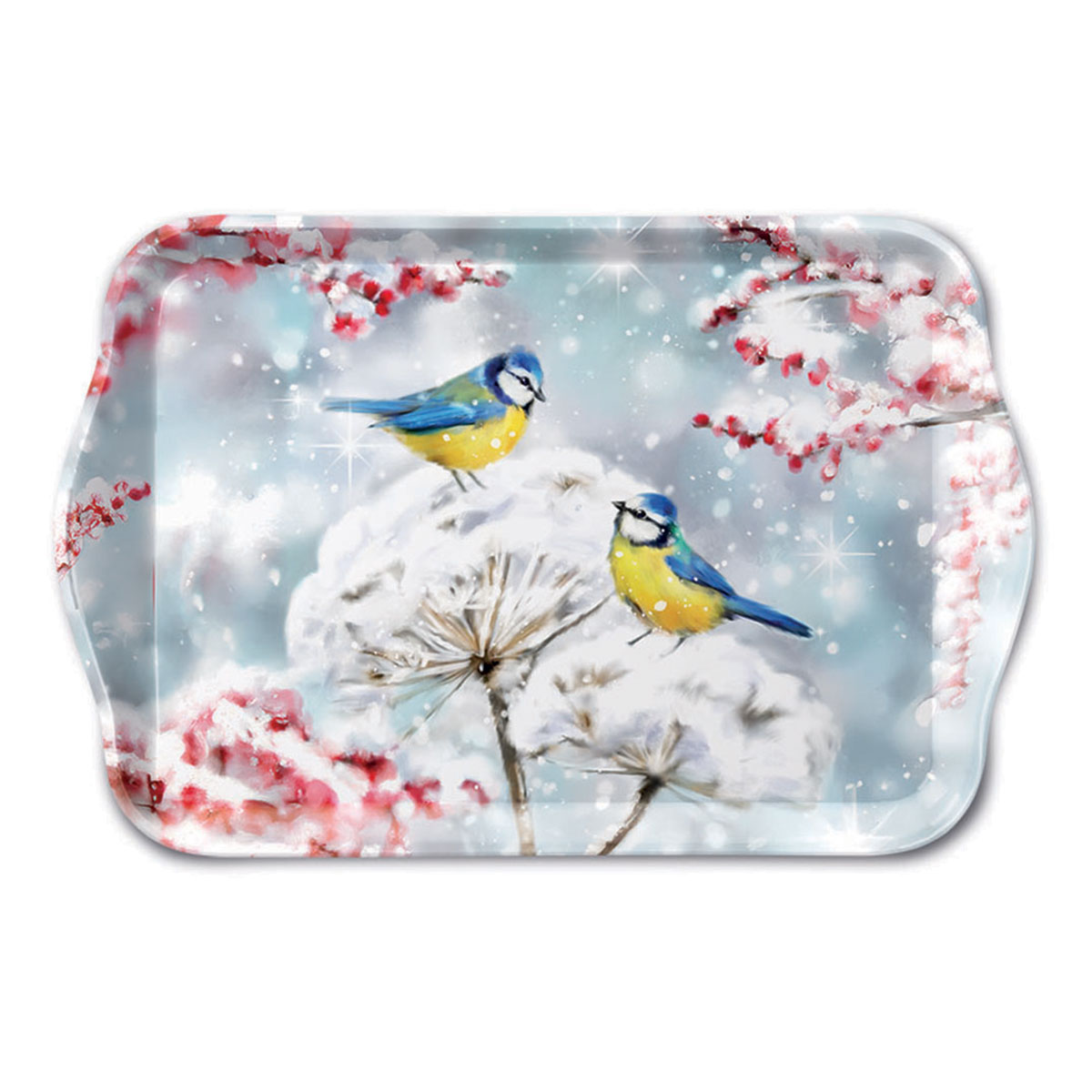 Plateau de No�l � M�sanges d�hiver 20,5 x 13,5 cm