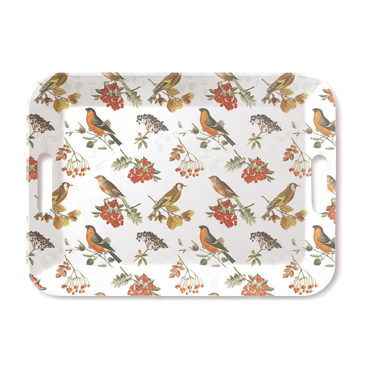 Plateau rectangulaire Oiseaux et Baies dHiver  46,5 x 32,5 cm