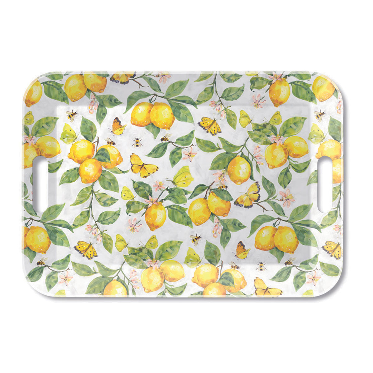 Plateau rectangulaire Citrons et Papillons