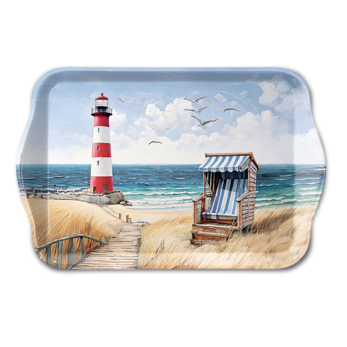 Mini plateau rectangulaire en mlamine  plage et phare