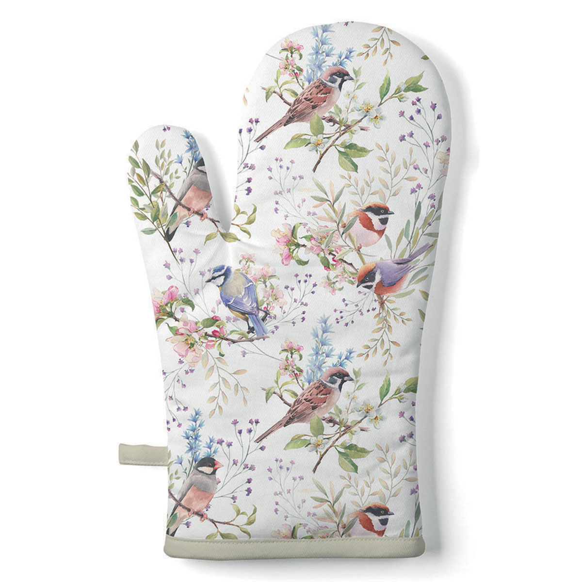 Gant de cuisine oiseaux printaniers 18 x 30 cm