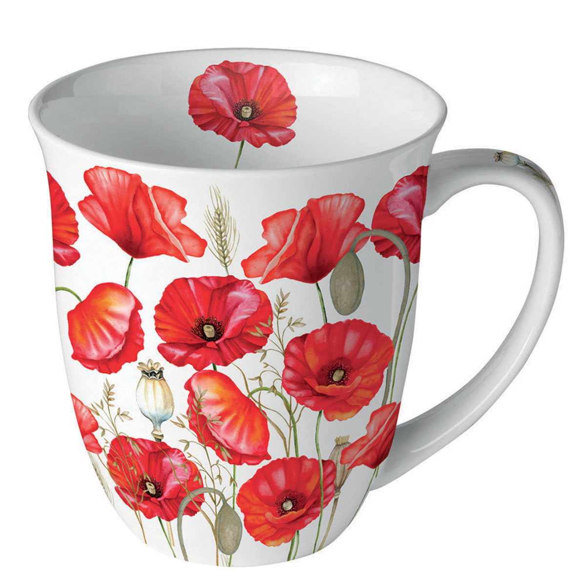 Mug coquelicots en porcelaine fine 400 ml