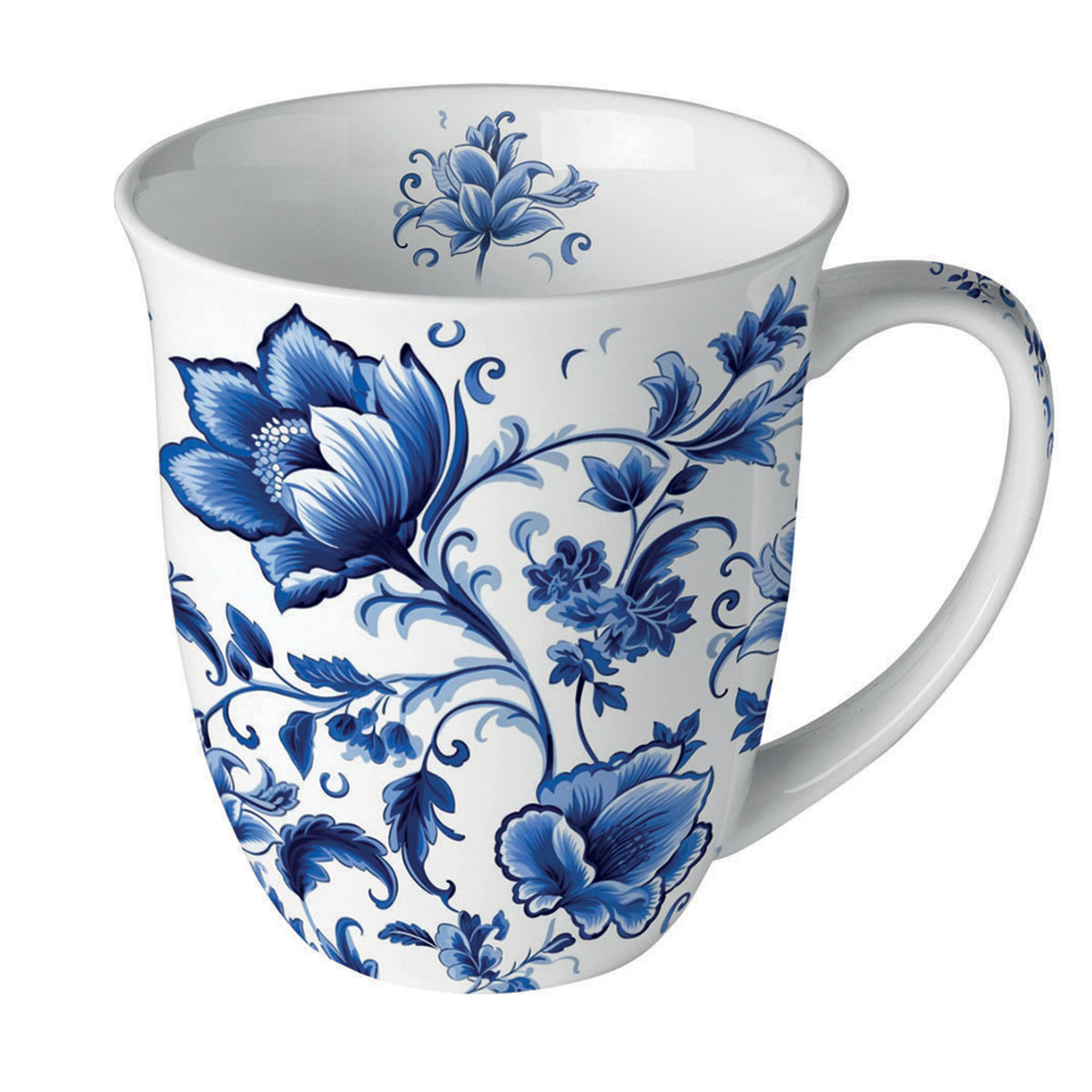 Mug fleurs bleues en porcelaine fine 400 ml