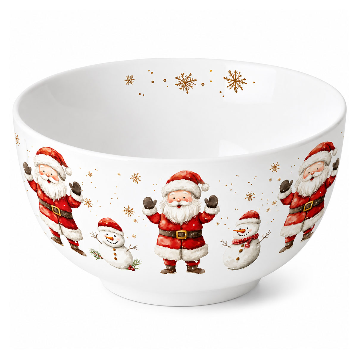 Bol en porcelaine fine d�cor P�re No�l et Bonhommes de Neige