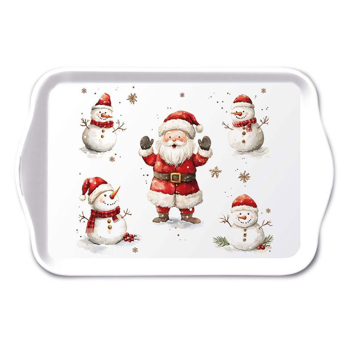 Mini-plateau en m�lamine P�re No�l et Bonshommes de Neige