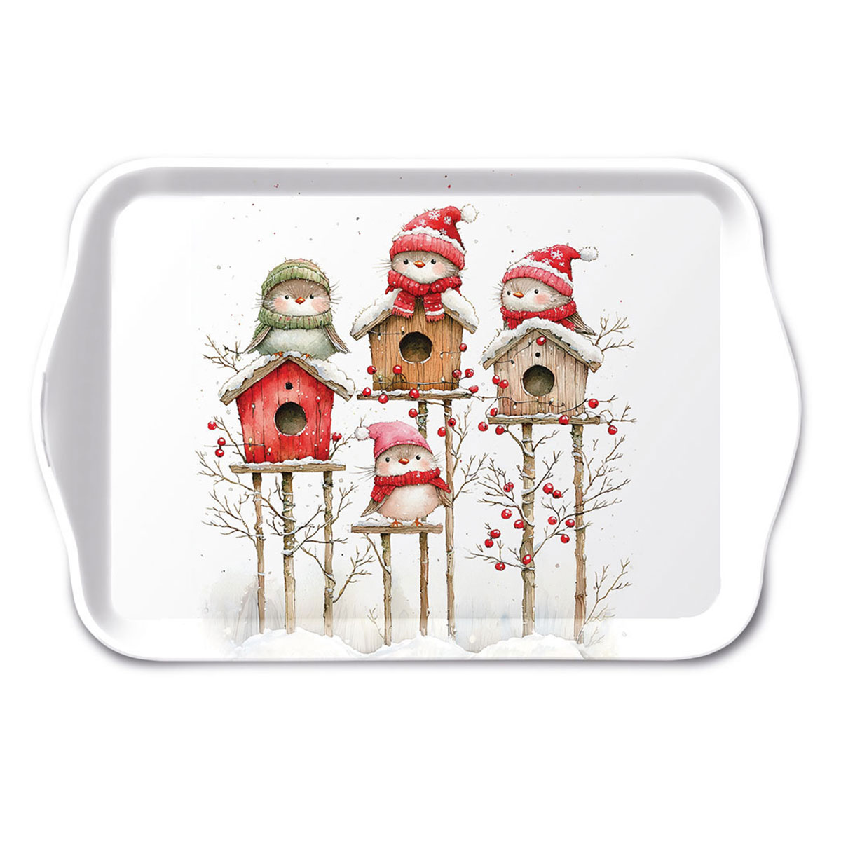 Mini-plateau en m�lamine Oiseaux et Nichoirs de No�l