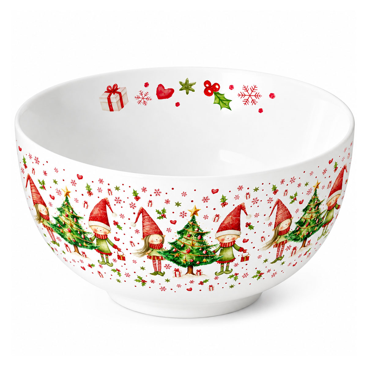 Bol en porcelaine fine d�cor Lutins de No�l
