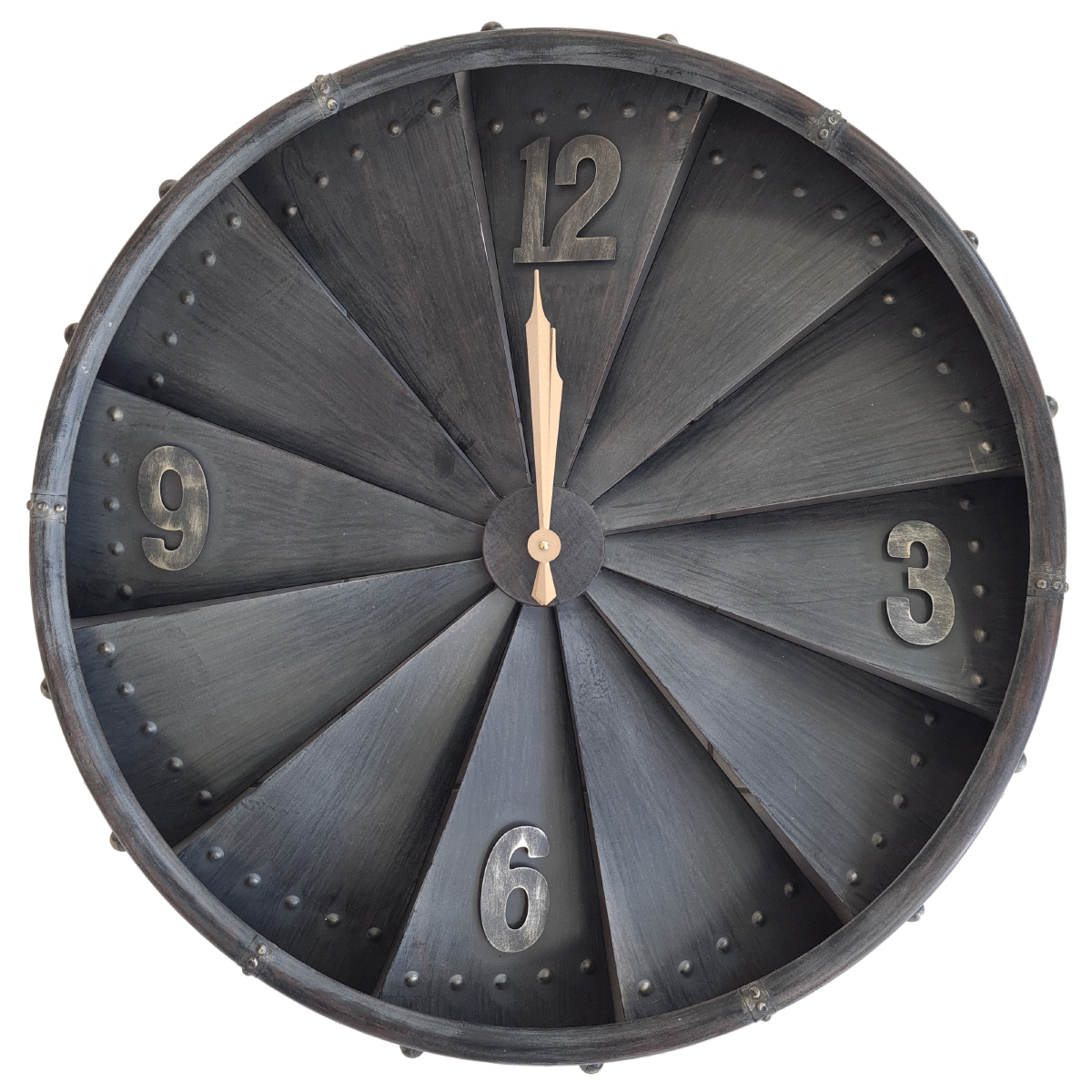 Horloge industrielle Racteur d'avion en mtal vieilli 80 cm