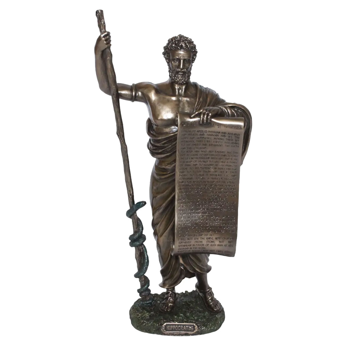 Figurine Hippocrate en rsine aspect bronze 32 cm