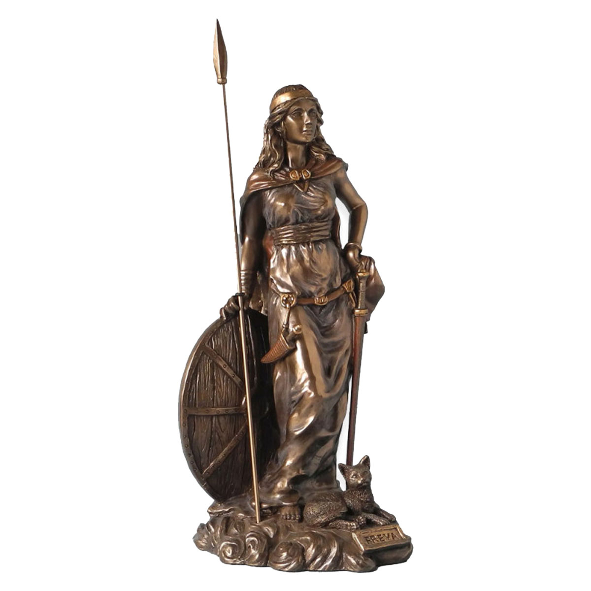 Figurine Freyja en rsine aspect bronze 29 cm