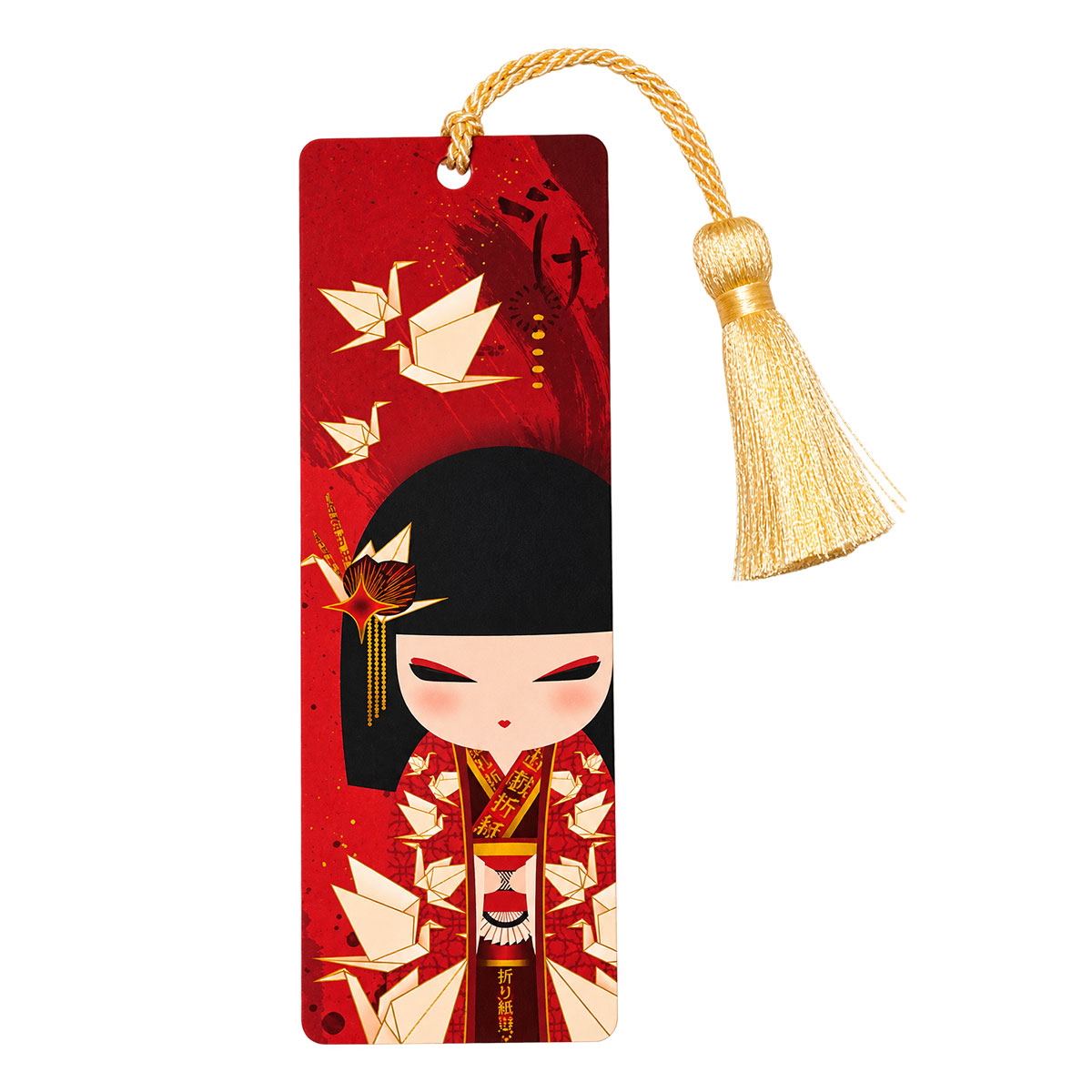 Marque-page Kimmidoll Nozomi avec pompon dor� origami