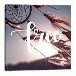 Cadre en toile attrape-r�ves Free boh�me 40 x 40 cm