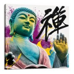 Cadre Bouddha pop art multicolore 40 x 40 cm