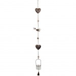Suspension Photophore Coeur Papillon en mtal et verre 110 cm