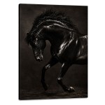 Cadre en toile cheval noir �l�gant 40 x 50 cm