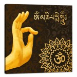 Cadre Bouddha vitarka-mudrā et Om 40 x 40 cm