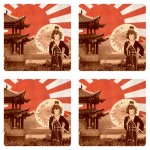 Set de 4 dessous de verres carrs Dcor Japon by Cbkreation
